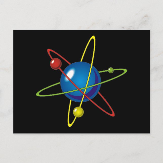 Farbiges Modell des Atom Postkarte (Vorderseite)