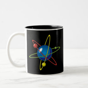 Farbiges Modell des Atom Zweifarbige Tasse
