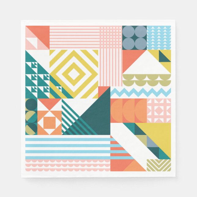 Farbiges modernes geometrisches Abstraktes Muster Serviette (Vorderseite)
