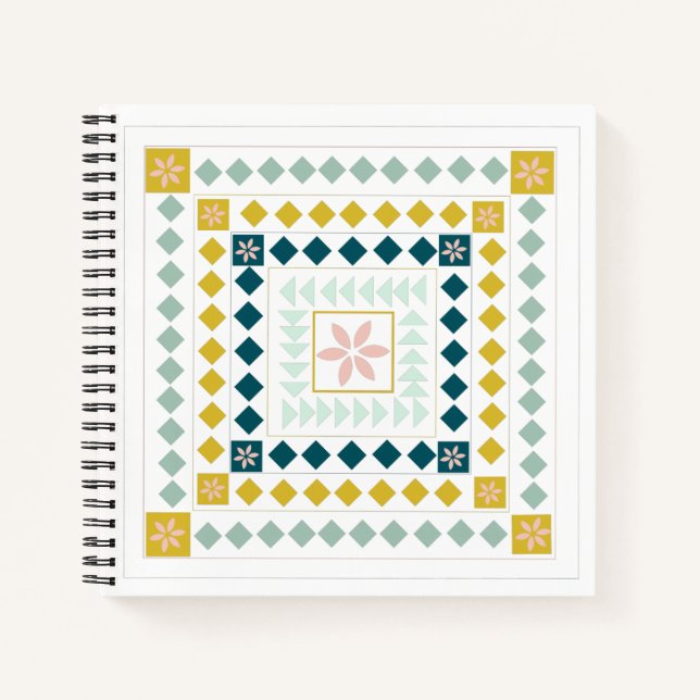 Farbiges modernes geometrisches Medallion Art Desi Notizbuch (Vorderseite)