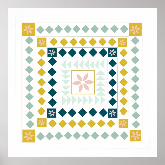 Farbiges modernes geometrisches Medallion Art Desi Poster (Vorne)