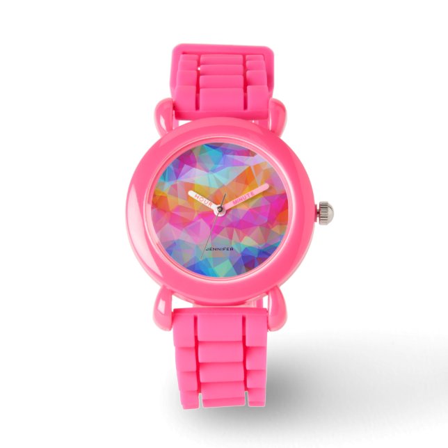 Farbiges modernes geometrisches Muster 2 Armbanduhr (Vorderseite)