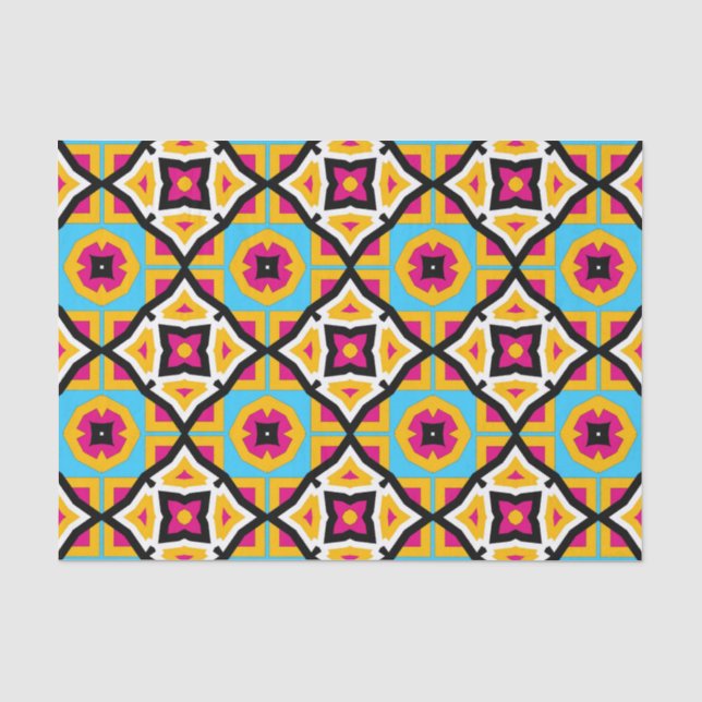 Farbiges modernes marokkanisches Mosaikmuster Seidenpapier (Vorderseite)
