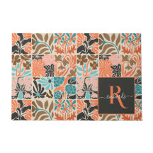 Farbiges Monogram Script Retro Blumenmuster