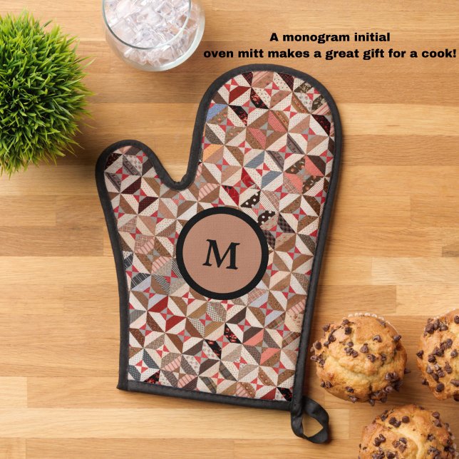 Farbiges Monogramm, erstes Muster, Quilt-Muster Ofenhandschuh (Add elegant, rustic style to your kitchen with this monogram initial quilt pattern oven mitt!)