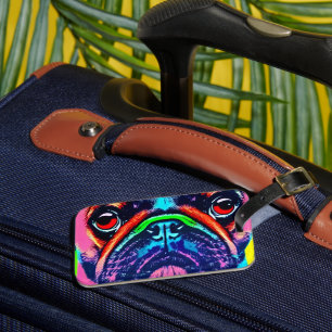 Farbiges Mops-Portrait im Pop-Art-Stil Gepäckanhänger