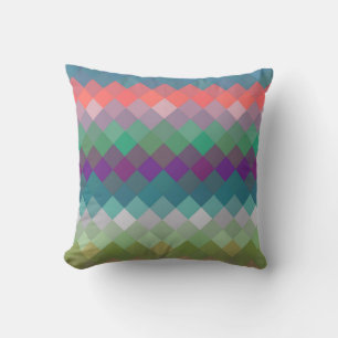 Farbiges Mosaik Diamond Geometric Muster #2 Kissen