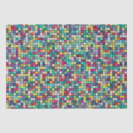 Farbiges Mosaik, geometrisches Quadrat-Muster Seidenpapier