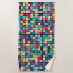 Farbiges Mosaik, geometrisches Quadrat-Muster Strandtuch