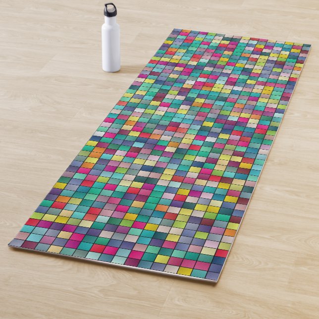 Farbiges Mosaik, geometrisches Quadrat-Muster Yogamatte (Beispiel)