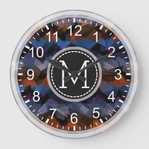 Farbiges Mosaik Modernes Monogramm #12 Große Wanduhr