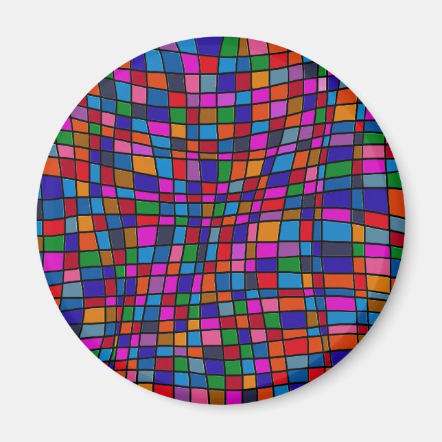 Farbiges Mosaikfliesen-Muster Magnet (Vorne)