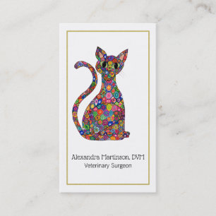 Farbiges Mosaikkatzen-Gold-Paw-Tier Visitenkarte