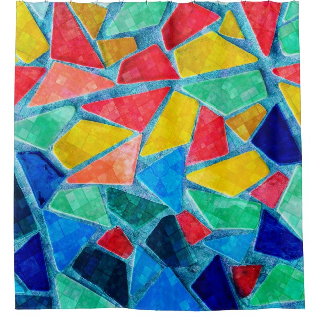 Farbiges Mosaikmuster Duschvorhang (Vorderseite)