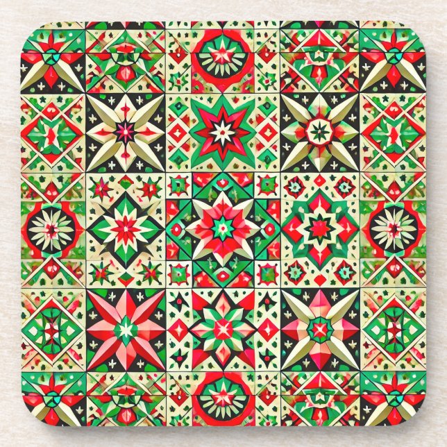 Farbiges Mosaikmuster Getränkeuntersetzer (Vorderseite)