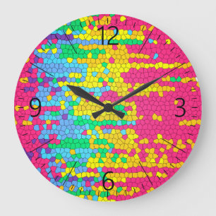Farbiges Mosaikmuster Große Wanduhr