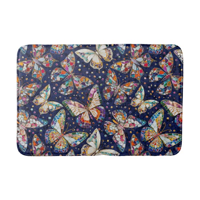Farbiges Mosaikschmetterlingsmuster Badematte (Vorderseite)