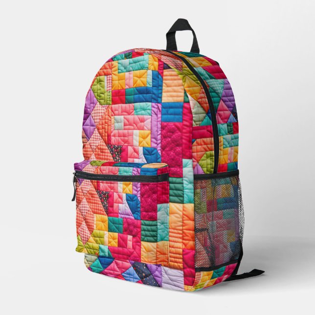 Farbiges Muster Bedruckter Rucksack (Rückseitige Ecke Rechts)