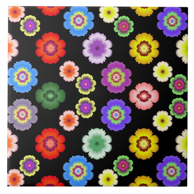 Farbiges Muster der Blume Fliese (Vorderseite)
