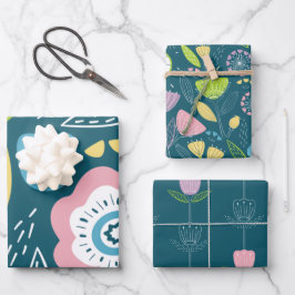 Farbiges Muster für Abstrakte Blume Geschenkpapier Set