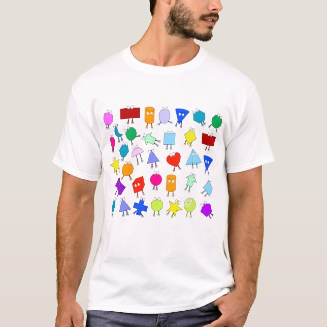 Farbiges Muster für geometrische 2D- und 3D-Formen T-Shirt (Vorderseite)