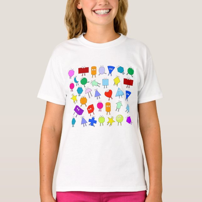 Farbiges Muster für geometrische 2D- und 3D-Formen T-Shirt (Vorderseite)