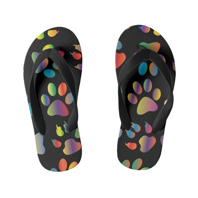 Farbiges Muster für Paw Prints (schwarz) Kinderbadesandalen (Fußbett)
