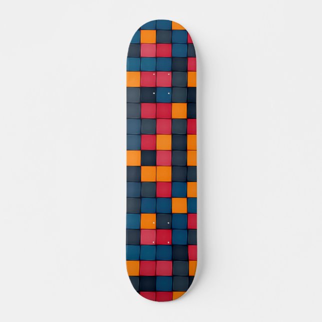 Farbiges Muster moderner geometrischer Fliesen Skateboard (Vorne)
