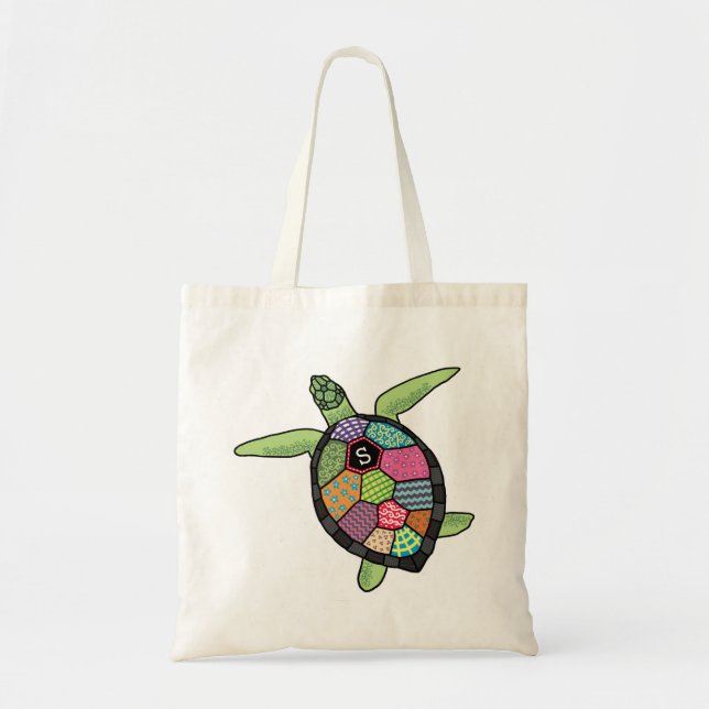 Farbiges Muster Monogram Sea Turtle Tragetasche (Vorne)