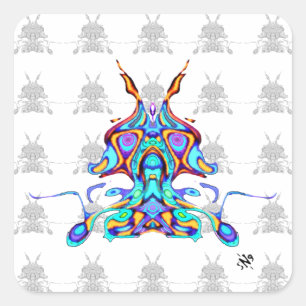 Farbiges Muster (pareidolia) - Paragei v2 Quadratischer Aufkleber
