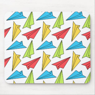 Farbiges Muster von Papierflugzeugen Mousepad