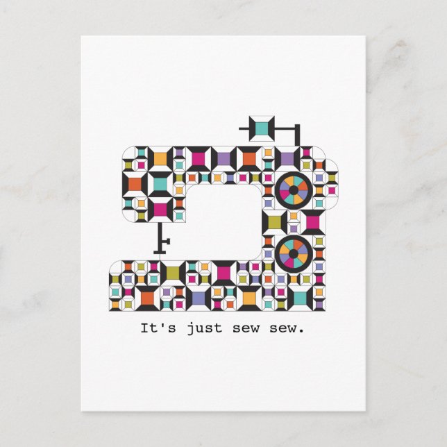 Farbiges Nähmaschinenmuster Postkarte (Vorderseite)