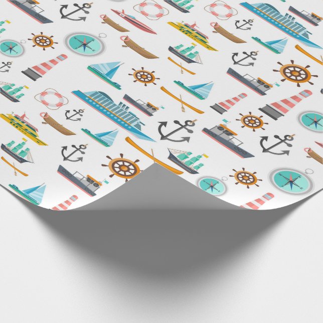 Farbiges nautisches Muster Geschenkpapier (Ecke)