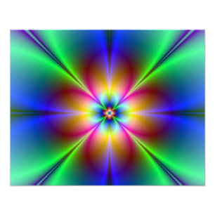 Farbiges Neon Daisy Foto Print