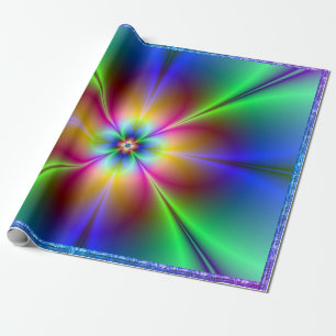 Farbiges Neon Daisy Wrapping Paper Geschenkpapier