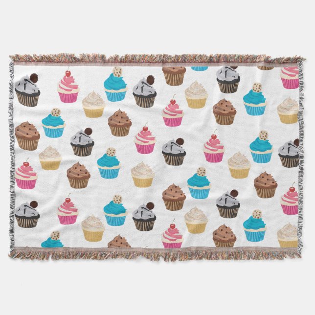 Farbiges Niedliches Cupcakes-Muster Decke (Vorderseite)