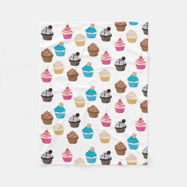 Farbiges Niedliches Cupcakes-Muster Fleecedecke (Vorderseite)