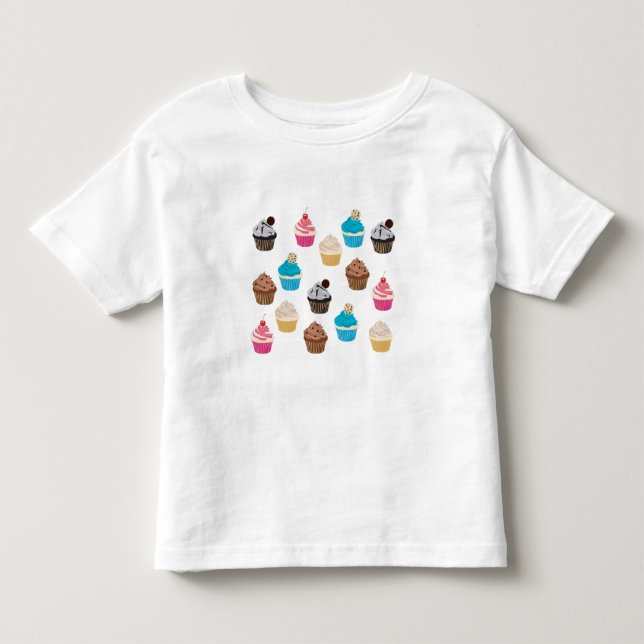 Farbiges Niedliches Cupcakes-Muster Kleinkind T-shirt (Vorderseite)