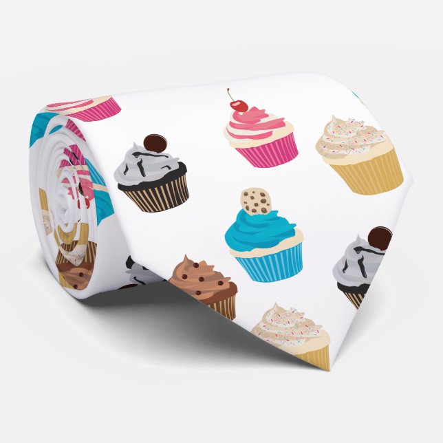Farbiges Niedliches Cupcakes-Muster Krawatte (Gerollt)