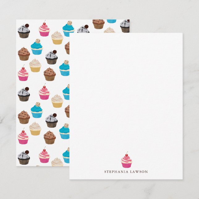 Farbiges Niedliches Cupcakes-Muster Mitteilungskarte (Vorne/Hinten)
