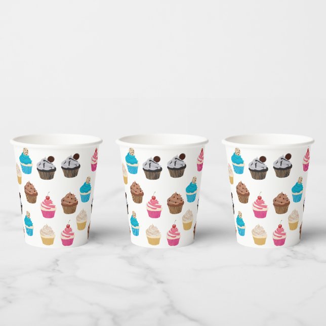 Farbiges Niedliches Cupcakes-Muster Pappbecher (Multi)