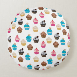 Farbiges Niedliches Cupcakes-Muster Rundes Kissen