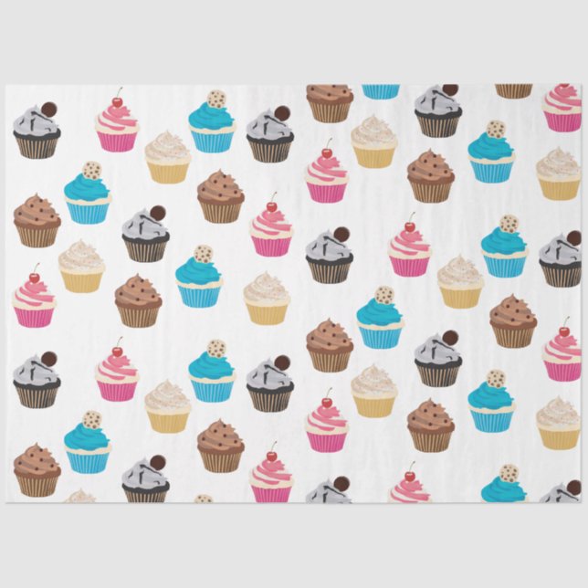 Farbiges Niedliches Cupcakes-Muster Seidenpapier (Vorderseite)