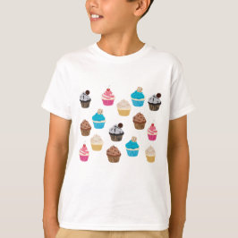 Farbiges Niedliches Cupcakes-Muster T-Shirt
