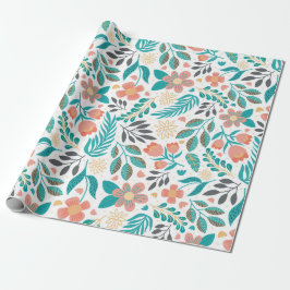 Farbiges niedliches Frühlingsblumenpapier Geschenkpapier