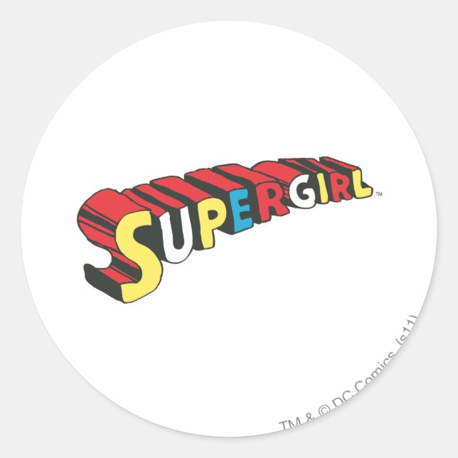 Farbiges Obergirl-Logo Runder Aufkleber (Vorderseite)