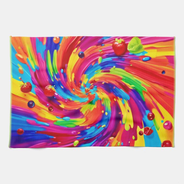 Farbiges Obst Vortex Geschirrtuch (Horizontal)