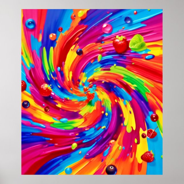 Farbiges Obst Vortex Poster (Vorne)