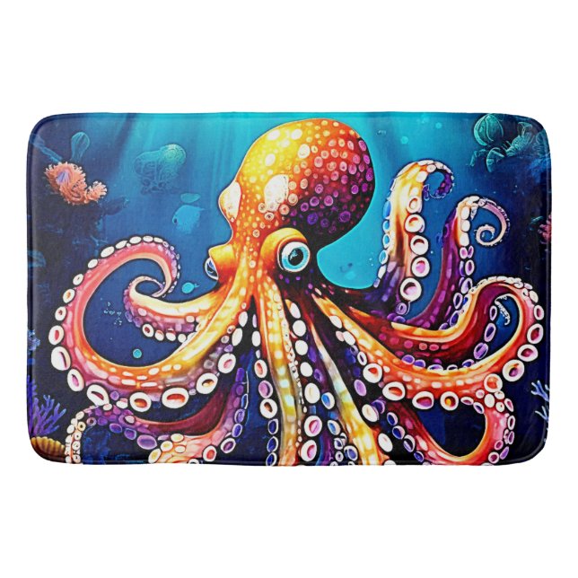 Farbiges Octopus View Design Badematte (Vorderseite)