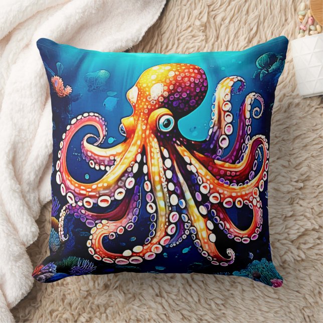 Farbiges Octopus View Design Kissen (Decke)